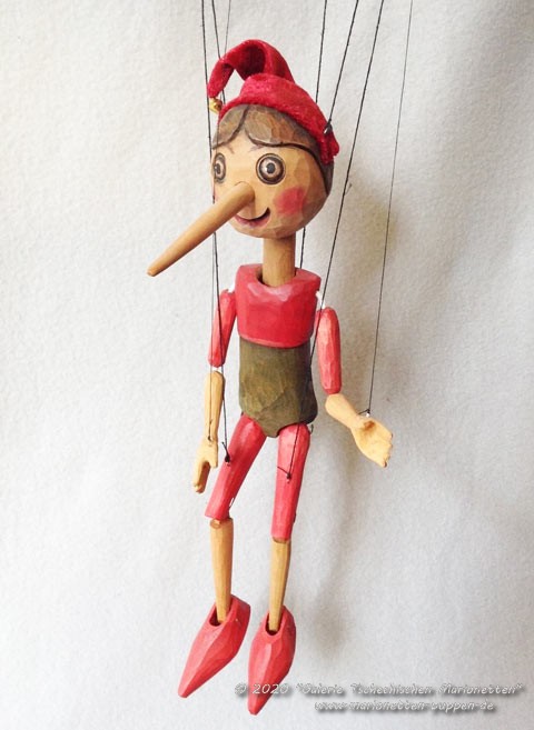 Grande marionnette Pinocchio en bois sculptée à la main