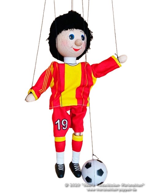 Joueur de football marionnette en bois